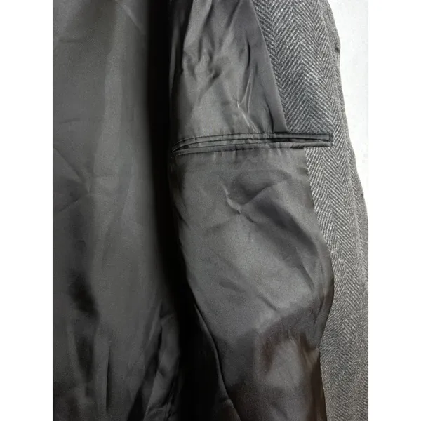 Uniqlo Herringbone Car Coat Charcoal Grey Button Front Overcoat - Image 10
