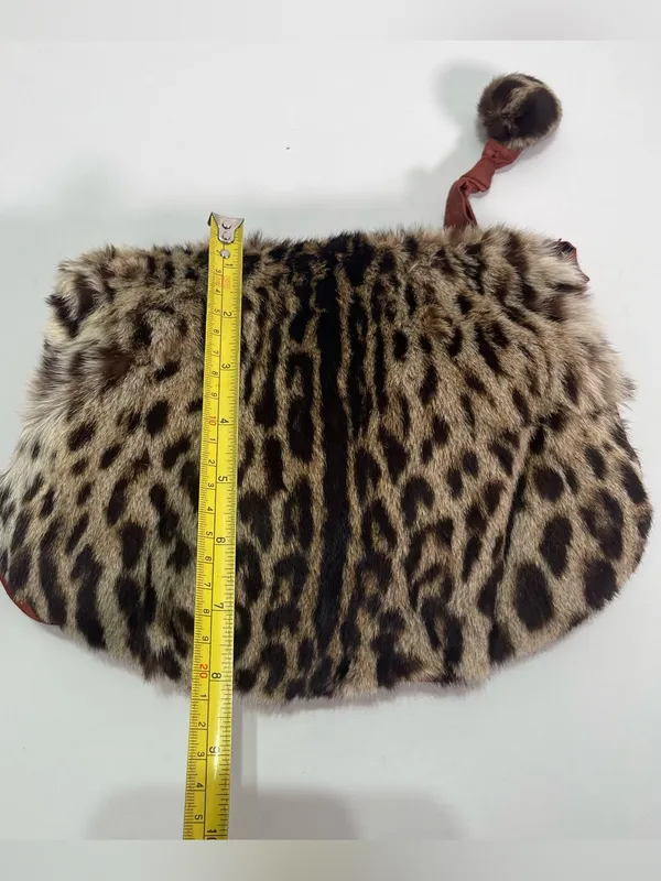 Vintage Animal Print Fur Muff Clutch Handbag Purse Talon Pull Zip - Image 4