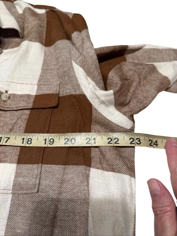 Old Navy Cotton Plaid Boyfriend Browns Flannel Shirt Sz M NWT - Image 6
