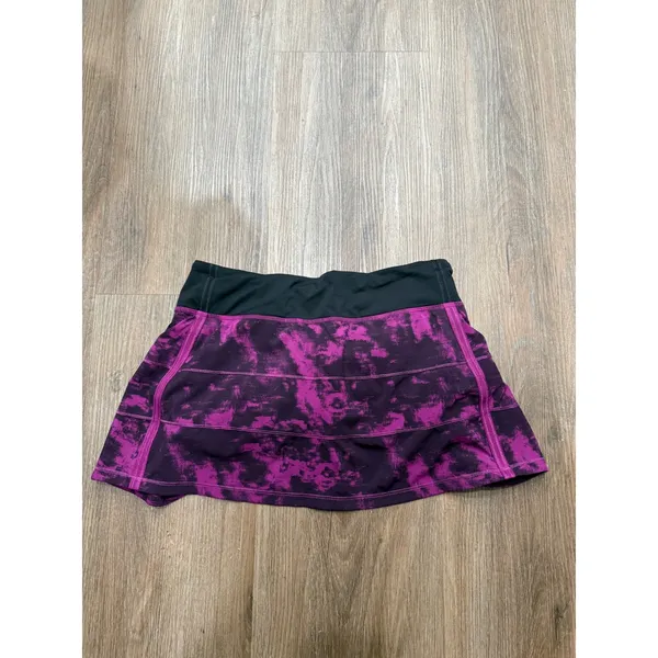Lululemon Pace Setter Skirt Purple Black Tie Dye Pleated Running Skort Size 6 - Image 3