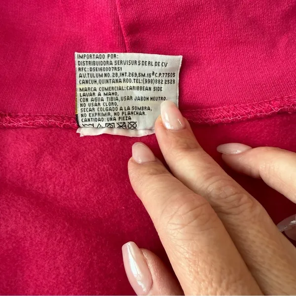 Playa Del Carmen Pink Zip-Up Hoodie with Embroidered Logo Size XL - Image 7