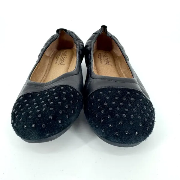 Josef Seibel Pippa Leather Ballet Flats Black Stud‎ Suede Cap Toe Size 36 US 5.5 - Image 2