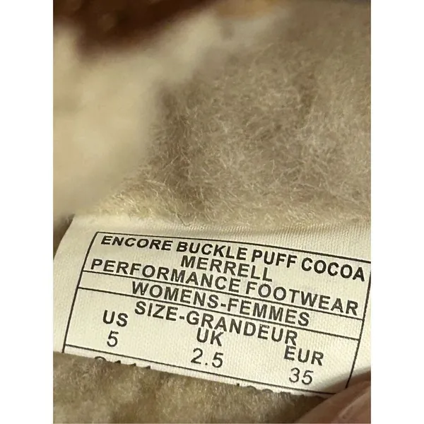 Merrell Women's Leather Encore Buckle Puff Slide Mules Faux Fur Cocoa size 5 - Image 8