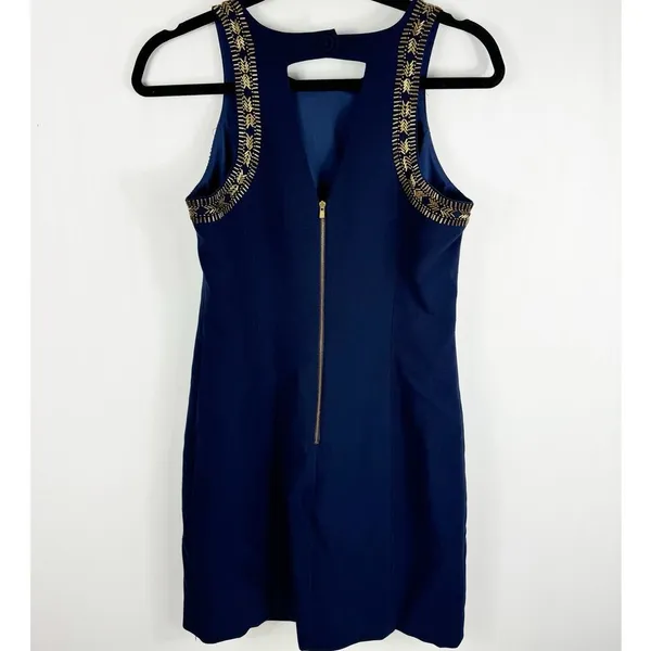 Lilly Pulitzer Womens Chrissy Sleeveless Beaded Shift Dress True Navy 6 - Image 3