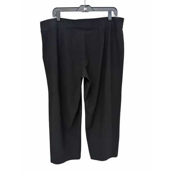 Eileen Fisher Straight Wide Leg Jersey Pants Women's Large‎ Black Stretch #YZ3-4 - Image 10