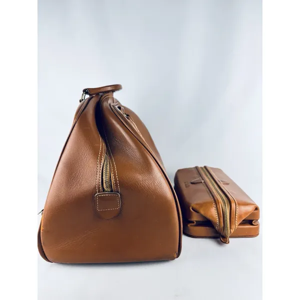 Vintage Top Grain Cowhide Leather Travel Bag Bag + Dopp Kit Leather Toiletry - Image 4