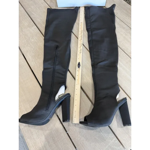 Bamboo Women’s Sunlight-02s Size‎ 9 Thigh High Stretchy Peep Toe Heeled Boots - Image 3