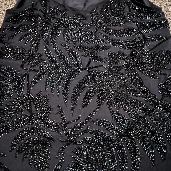 French Connection Womens Black‎ Sequin Leaf Camisole V-Neck Tank Top Size 12 - Image 2