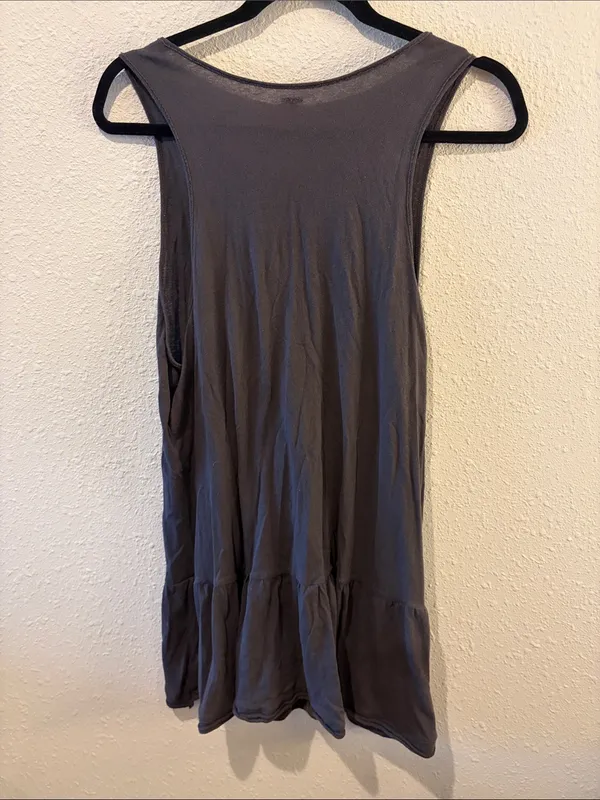 Free People Brittany Peplum Tank Mini Dress Small Charcoal Gray Sleeveless M - Image 3