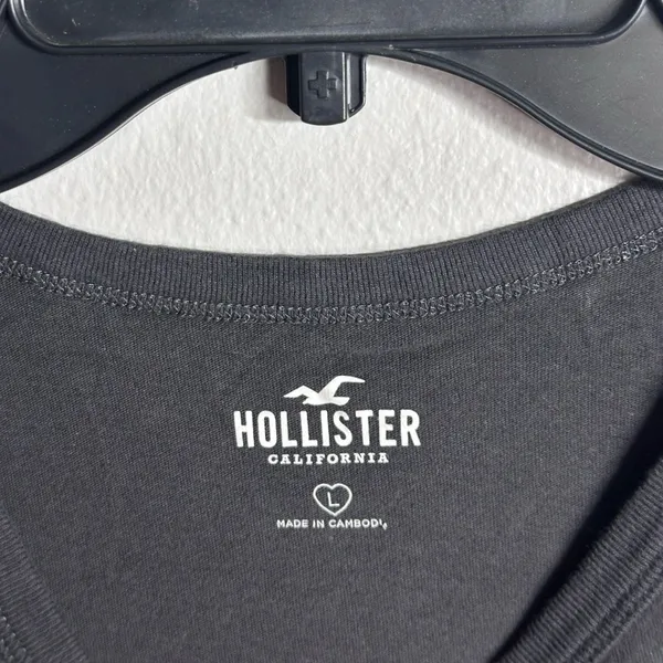 Hollister Women Gray Basic Crop Top Shirt size‎ L - Image 3