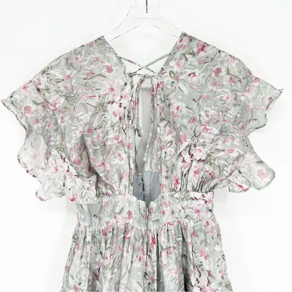 Talulah Floral Tiered Ruffle Open Back Mini Dress S - Image 5