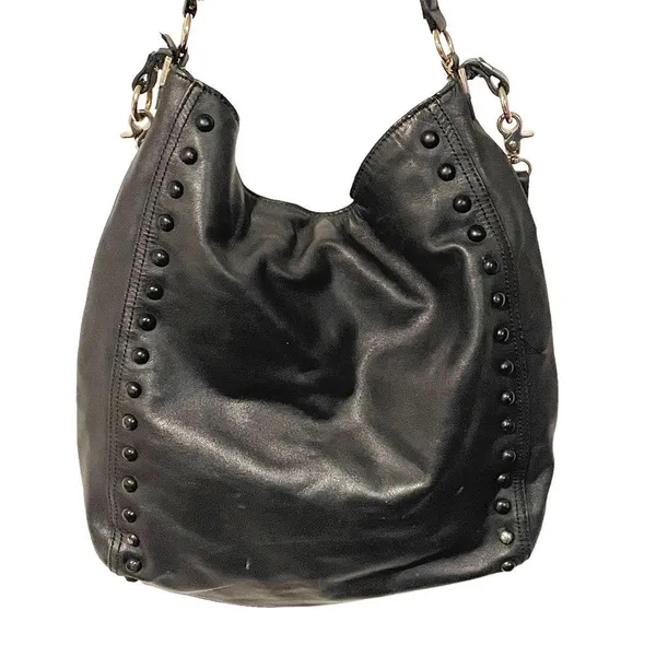 Loeffler Randall Black Soft Pebbled Leather Studded Hobo Shoulder Bag - Image 7