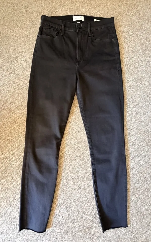 FRAME Ali High Rise Cigarette Jeans Women’s 29 Black Raw Hem Made USA - Image 9