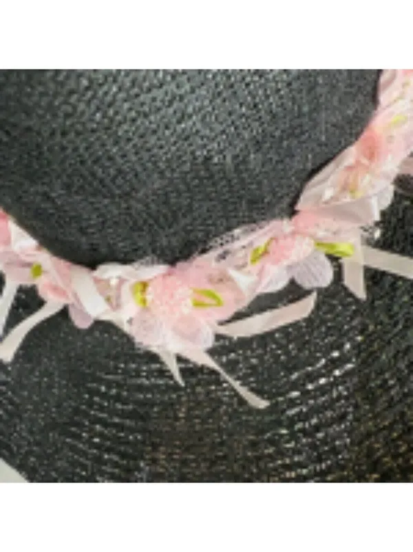 Handcrafted Cowboy Hat Floral Applique Black OS - Image 5