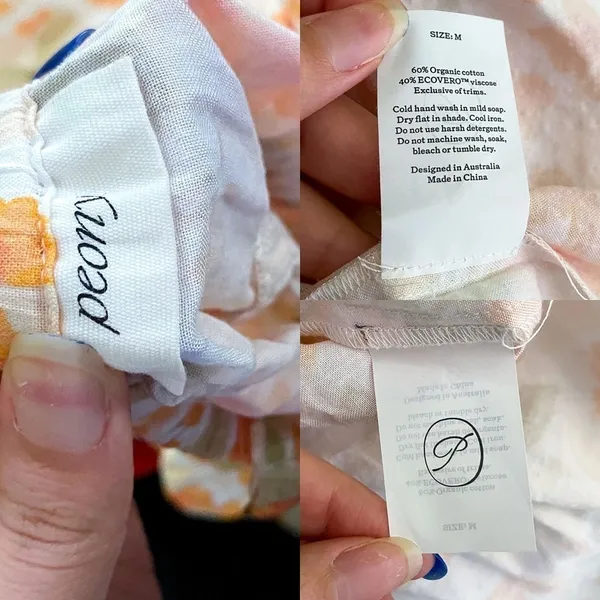 Peony Dress‎ Vacation Cotton Floral Lightweight Summer Maxi Pastel Orange M EUC - Image 6