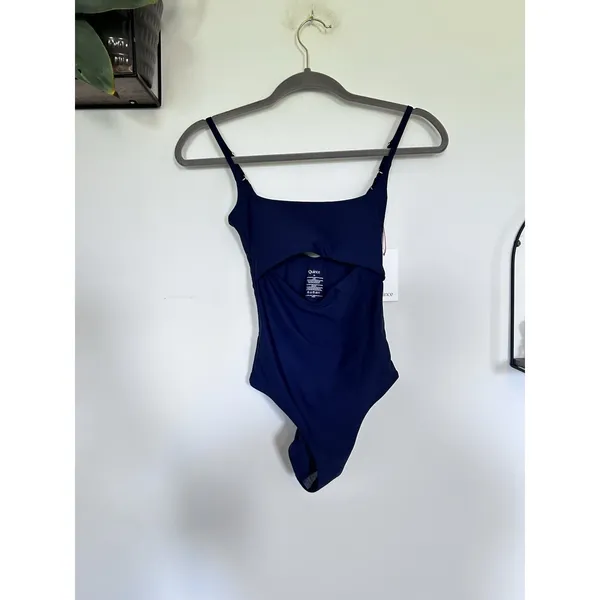NWT Quince Navy Blue Italian Cut Out One-Piece Swimsuit XS - Image 3