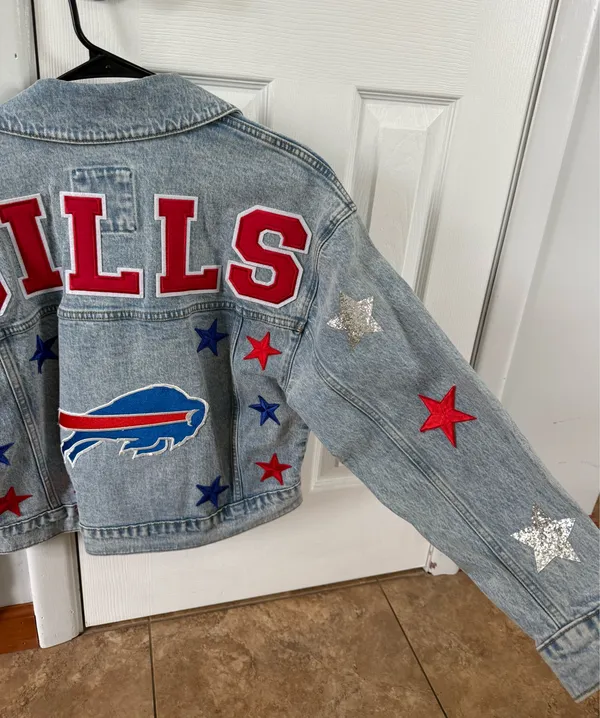 Abercrombie & Fitch Oversized Denim Buffalo Bills Patch Jacket 🦬 - Image 3