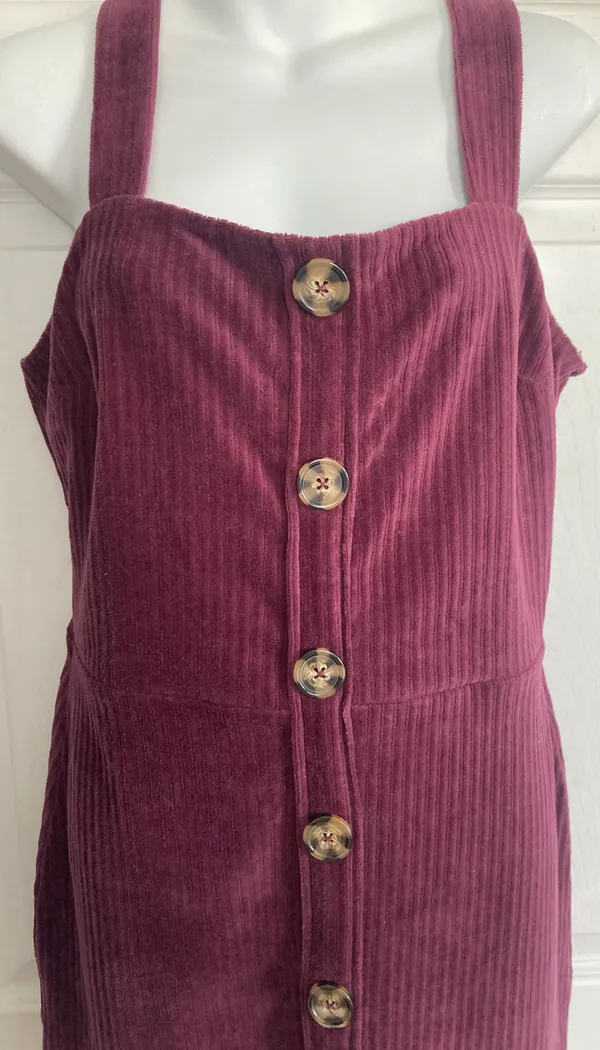 No Bo Maroon Button Front Dress L 11-13 - Image 8