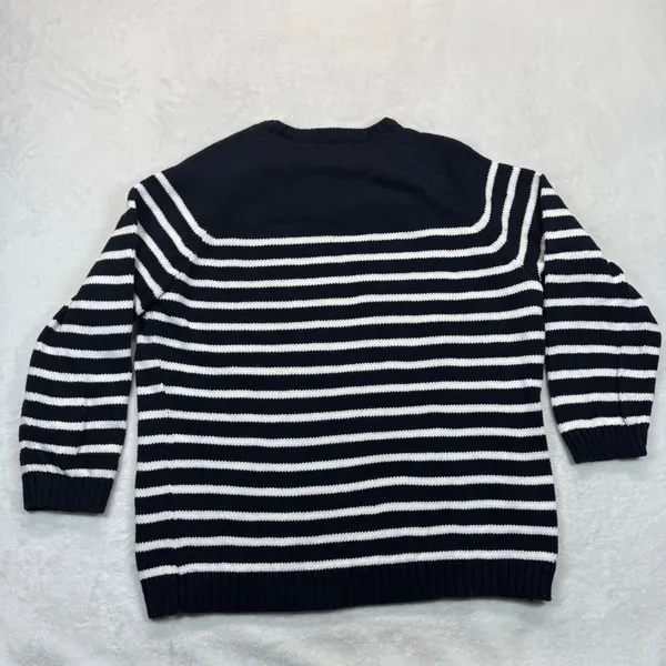 Chaps Breton Striped Cotton‎ Knit Sweater Gold Button Detail Nautical XL READ - Image 8