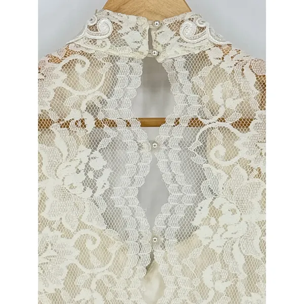 Vintage‎ Scott McClintock Ivory Cream Lace Pleated Dress Evening Gown Size 14 - Image 7