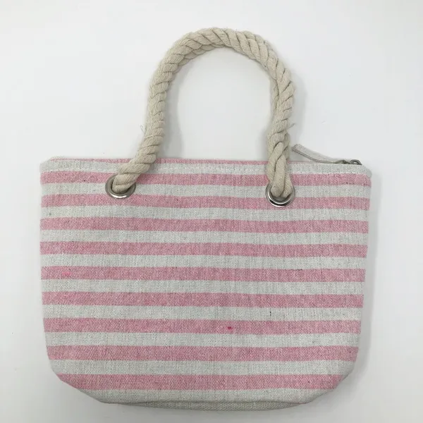 Small Striped Handbag Pink/White - Image 3