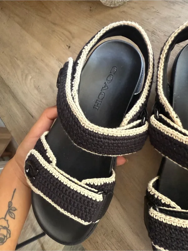NWOT Coach Brynn Sandals in Black Crotchet Size 5.5 - Image 4