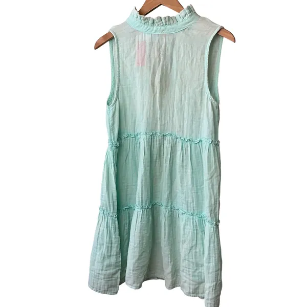 Simply Southern‎ Seafoam Green Cotton Gauze Tiered Ruffle Mini Dress Small NWT - Image 5