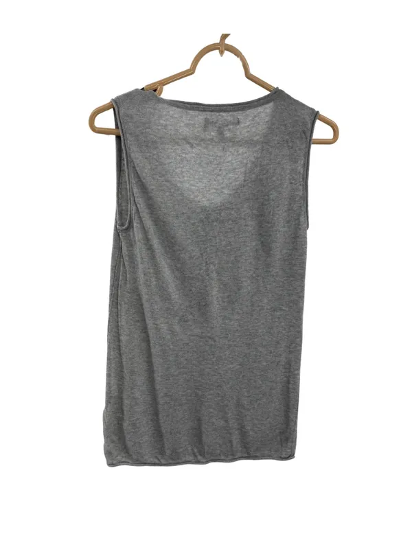 Tex by Max Azria Sleeveless Gray Henley Tank Top S cotton modal neutral layering - Image 2