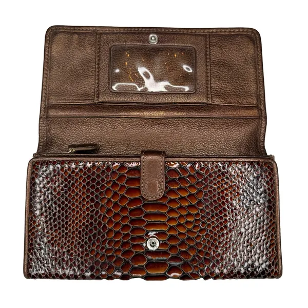 Vintage Brighton Set Brown Snake Print Purse Bag Slouchy Leather Matching Wallet - Image 13