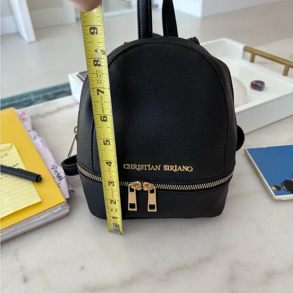 Christian Siriano NWT Mini Backpack – Black Faux Leather Gold Hardware - Image 2