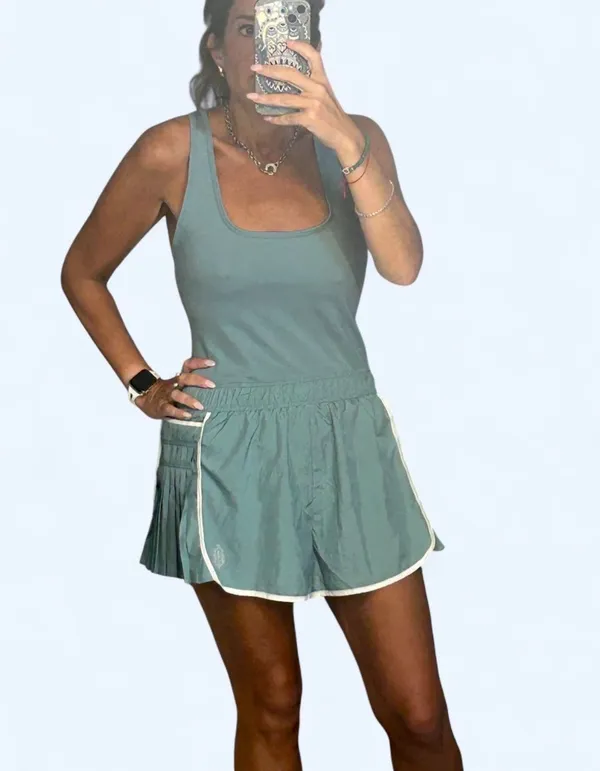 Free People Movement Easy Tiger Shortsie Romper M Eucalyptus - Image 2