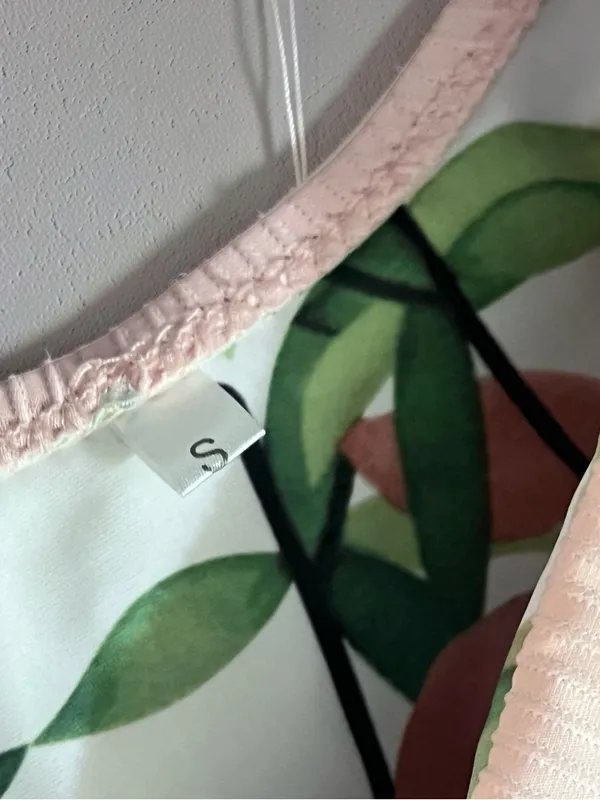 CUPSHE Reversible Ribbed Bikini Set Size S Peach & Leaf Print - Image 14
