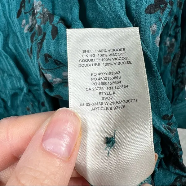 Aritzia Wilfred Blue Back‎ Floral Long Sleeve Button Up Viscose Top - Image 4