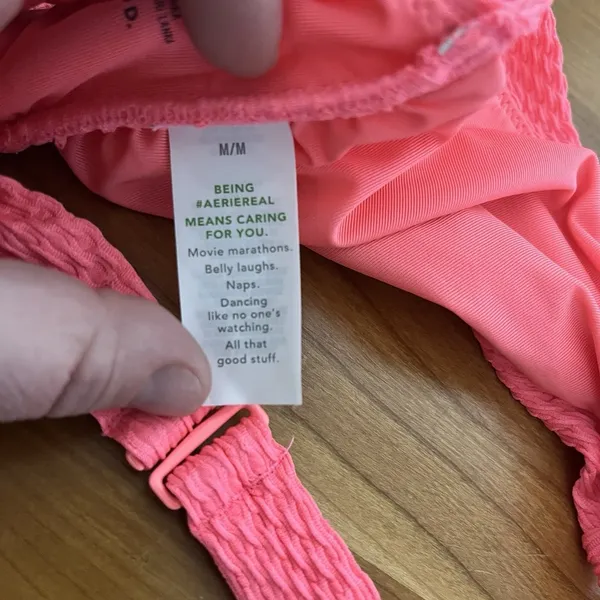 Aerie Jacquard One Shoulder Bandeau Bikini Top Size Medium‎ Pink - Image 5