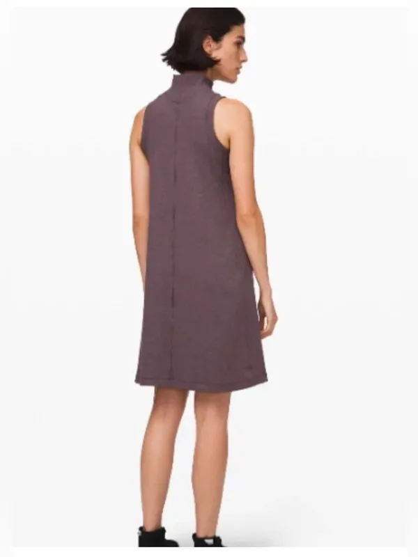 Lululemon‎ Gone for the Week Dress Mock Neck Ribbed Sleeveless Swing MidiTaupe S - Image 2