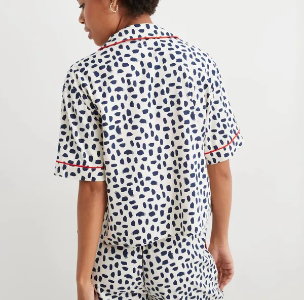 Aerie Navy and White Print Button Up Pajama Top - Image 2