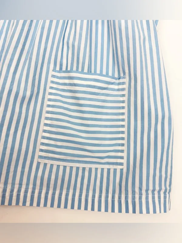 Lake Pajamas Sleeveless Cotton Sleep Pajama Top Blue White Stripes - Image 3