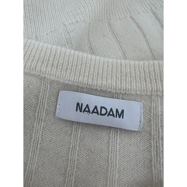 NAADAM Cream Wool Cashmere Ribbed Cropped Cardigan XS - Image 5