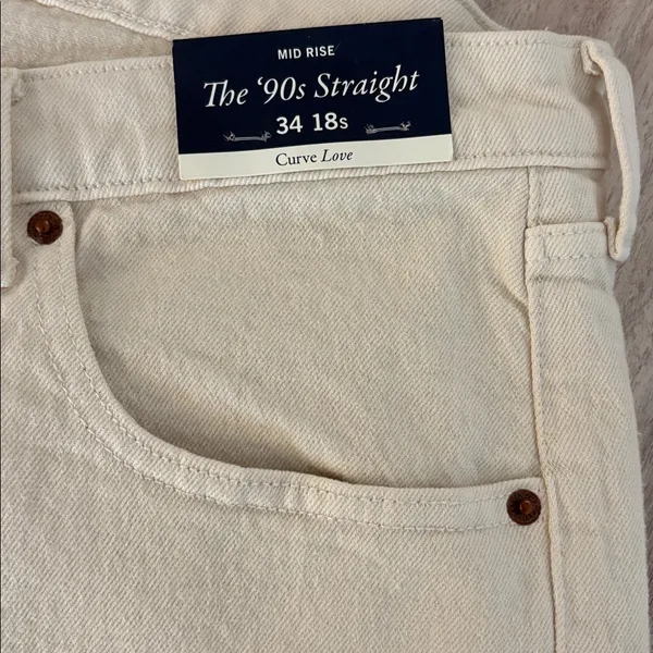 New Abercrombie Curve Love The 90s Straight Mid Rise Jeans Women’s Size 18 Short - Image 3