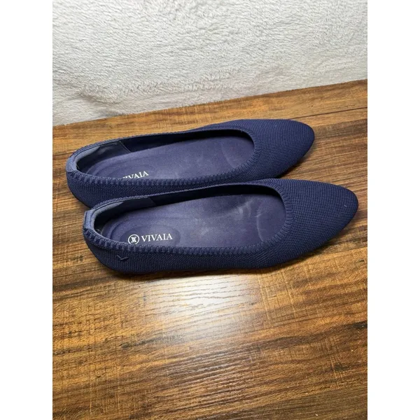 VIVAIA Round-Toe Navy Blue Ballet Flats Cushioned Insole Women's 9.5 EU 40.5 - Image 3
