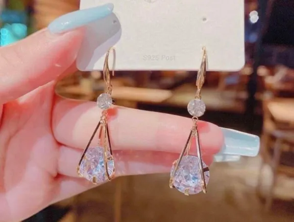 18K Gold Plated Crystal Drop Dangle Earrings for Women - Image 2