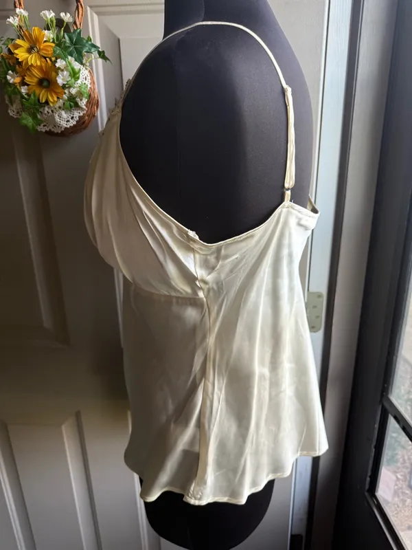 Vintage Y2K Halston Jeans jeweled scalloped silk bustier tank, size XL - Image 7