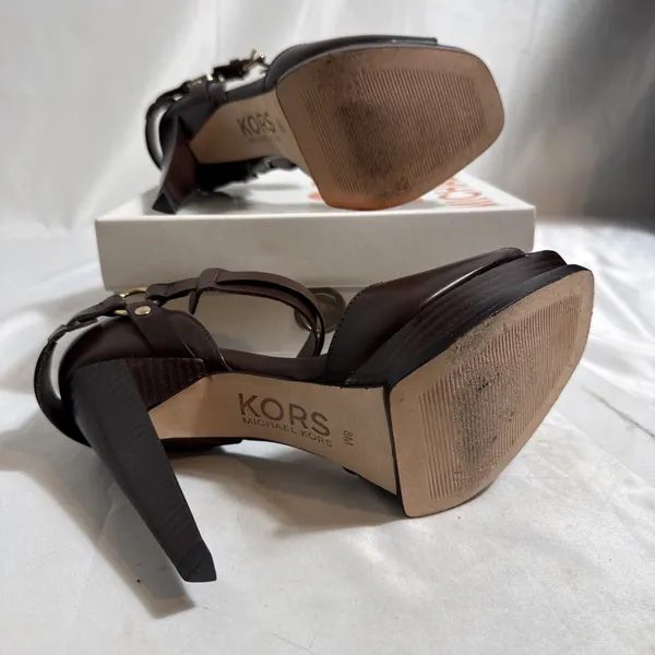Michael Kors Rare Shoes Womens 8 Mocha Brown Fashion 4” Heels Dress In Box - Image 9