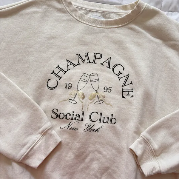 Womens‎ Large Sweater Champagne Social Club Pullover Fleece Lined Quiet Luxury - Image 2