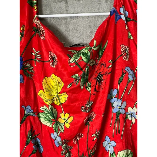 Alice + Olivia Red Floral Off The Shoulder Bell Sleeve Peasant Blouse Boho Top M - Image 4