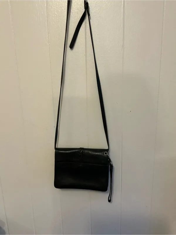 Rare Vintage Black Leather Patricia Nash Bianco Crossbody Organizer Handbag Bag - Image 6