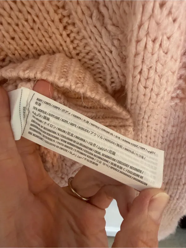 Y2K Abercrombie & Fitch Pink Chunky Knit Mock Neck Raglan Sweater XS - Image 3