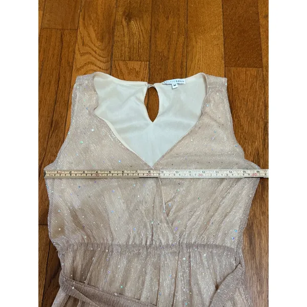 Baltic Born Sparkle Gown Champagne Gold Metallic Shimmer Maxi Dress Sz M - Image 7