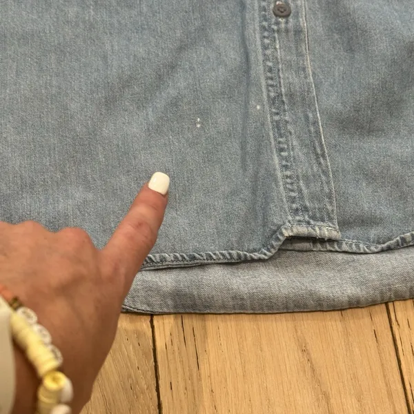 Vintage Denim Shirt Short Sleeve Women's L Embroidered‎ Animal Scene Noah's Ark - Image 6