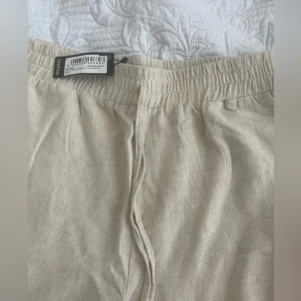 Nwt Boohoo Linen Mix Relaxed Fit Wide Leg Trousers Us10 - Image 5